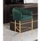 Iconic Home   Ardee Counter Stool Chair Velvet Upholstered Shelter Arm Shell Design 3 Legged Gold Tone Solid Metal Base